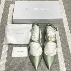 ZIMMERMANN Pointed Toe Flat Satin seafoam/mint green size IT38/US8-8.5